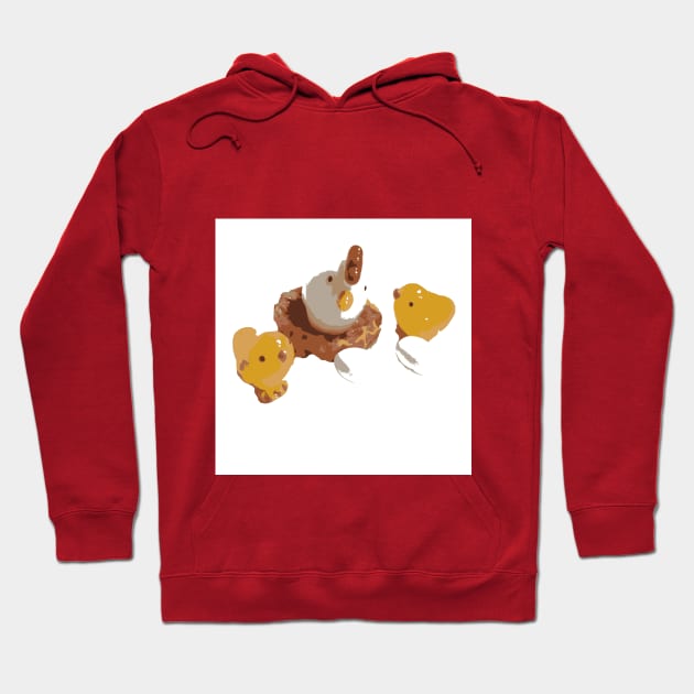 Hen with chickens and eggs, birds, easter, characters. Cartoon concept modern Hoodie by grafinya